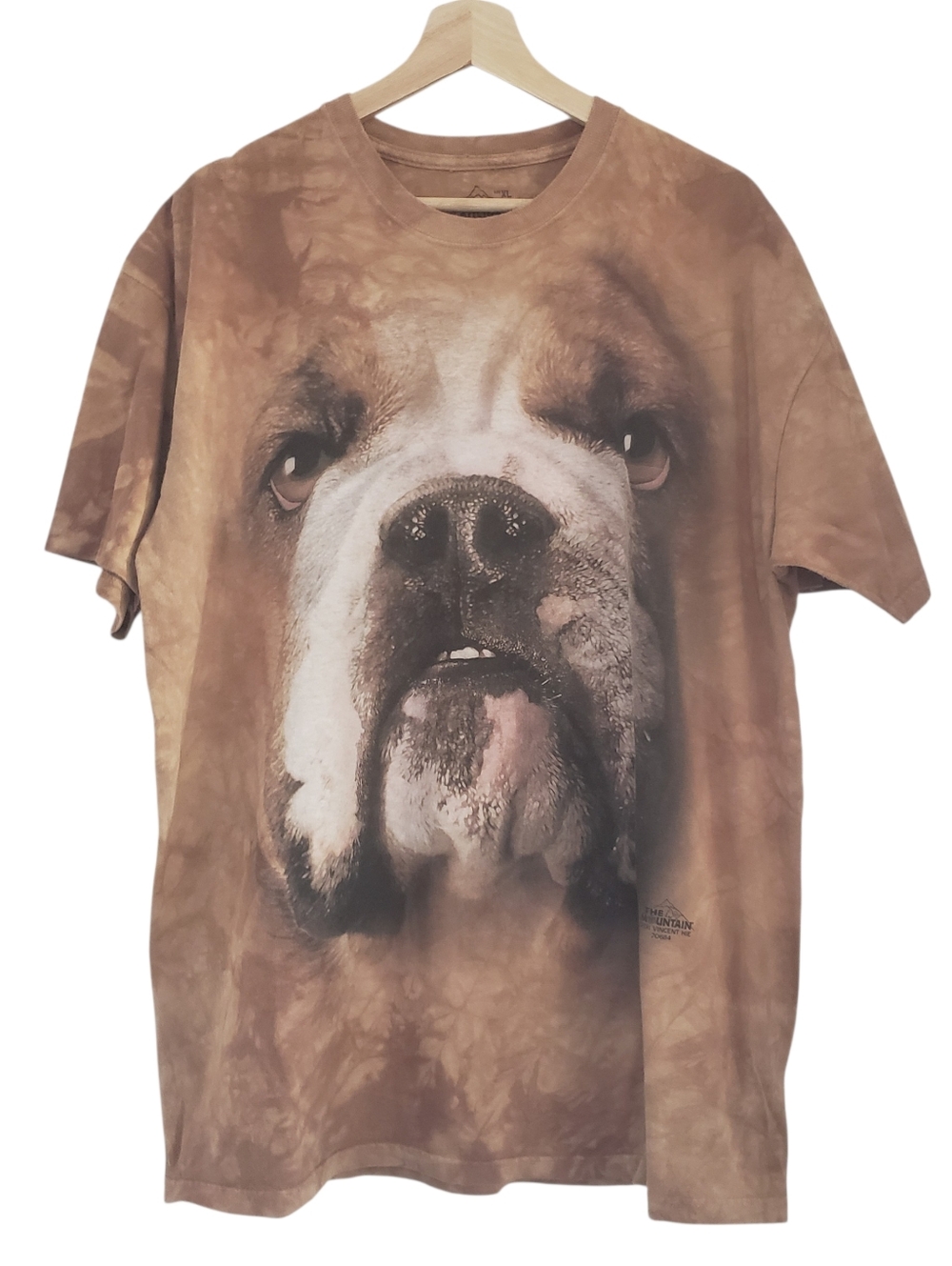 The Mountain T Shirt Big Dog Face Bulldog Brown 2011 Tie Dye Size XL